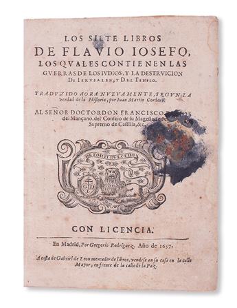 JOSEPHUS, FLAVIUS. Los Siete Libros de Flavio Josefo.  1657